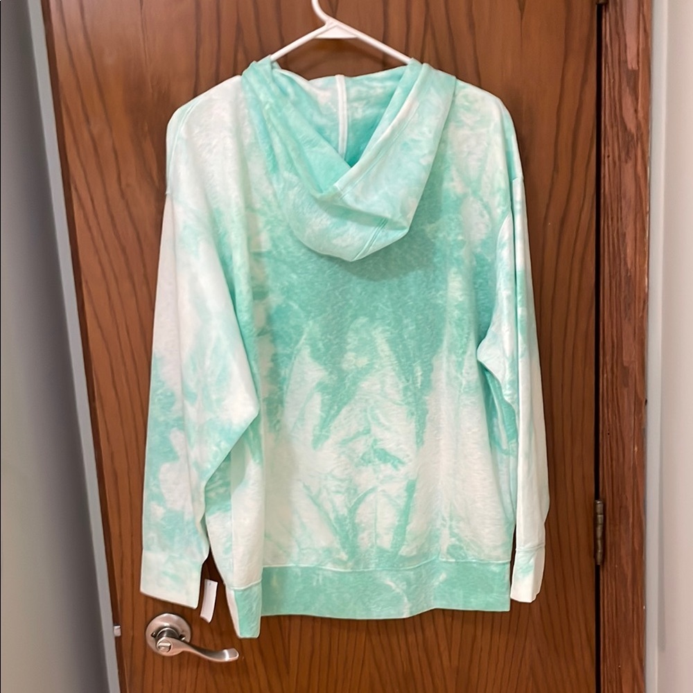 NIKE NWT Women’s Size Medium Light Green White Tie-Dye Hoodie Dry Fit Sweatshirt - Picture 7 of 10
